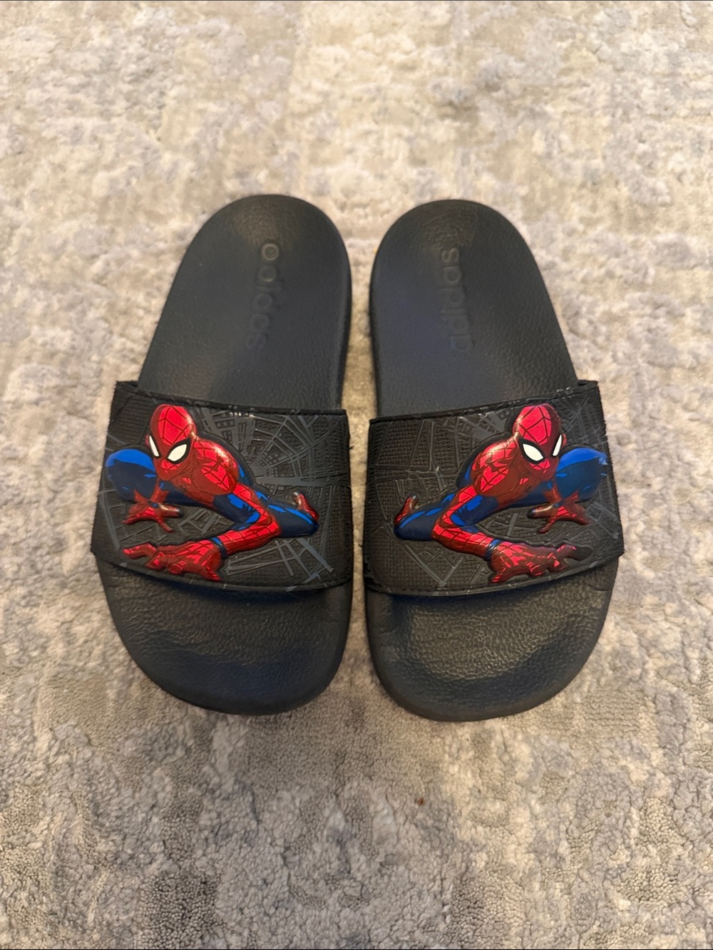 adidas Kids Black & Red Spider-Man Slide Sandals